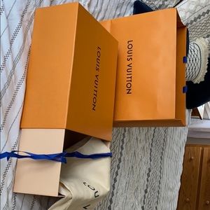 Louis Vuitton box, shopping bag, ribbon and bag